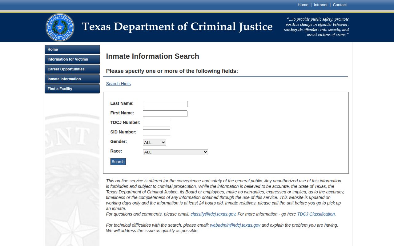 Hale County released inmates TDCJ offender search