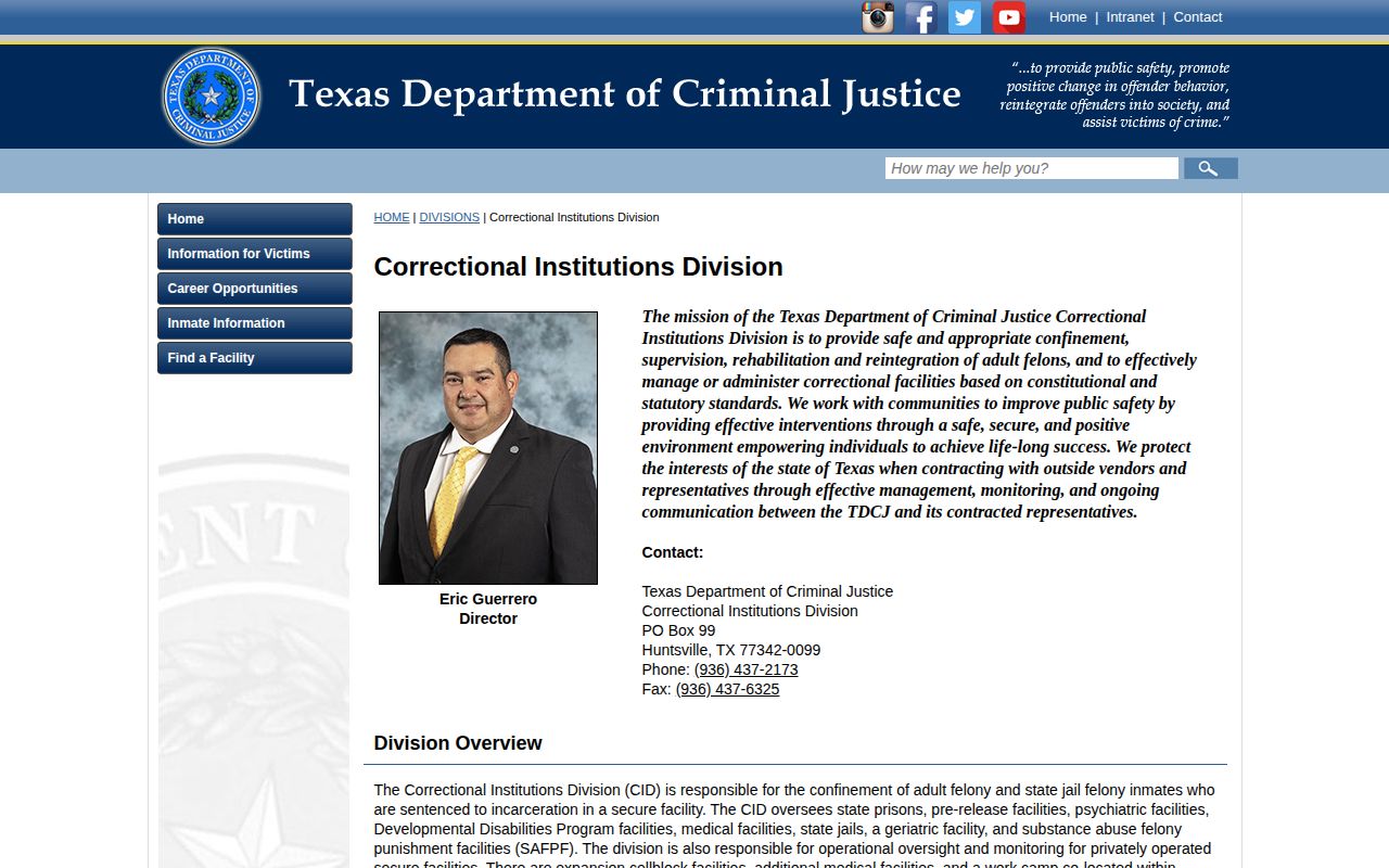 J.B. Wheeler Unit release search TDCJ prison division